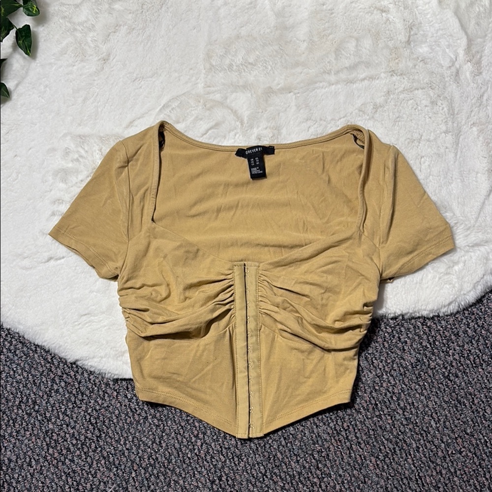 Forever 21 Trendy Corset Tan Top